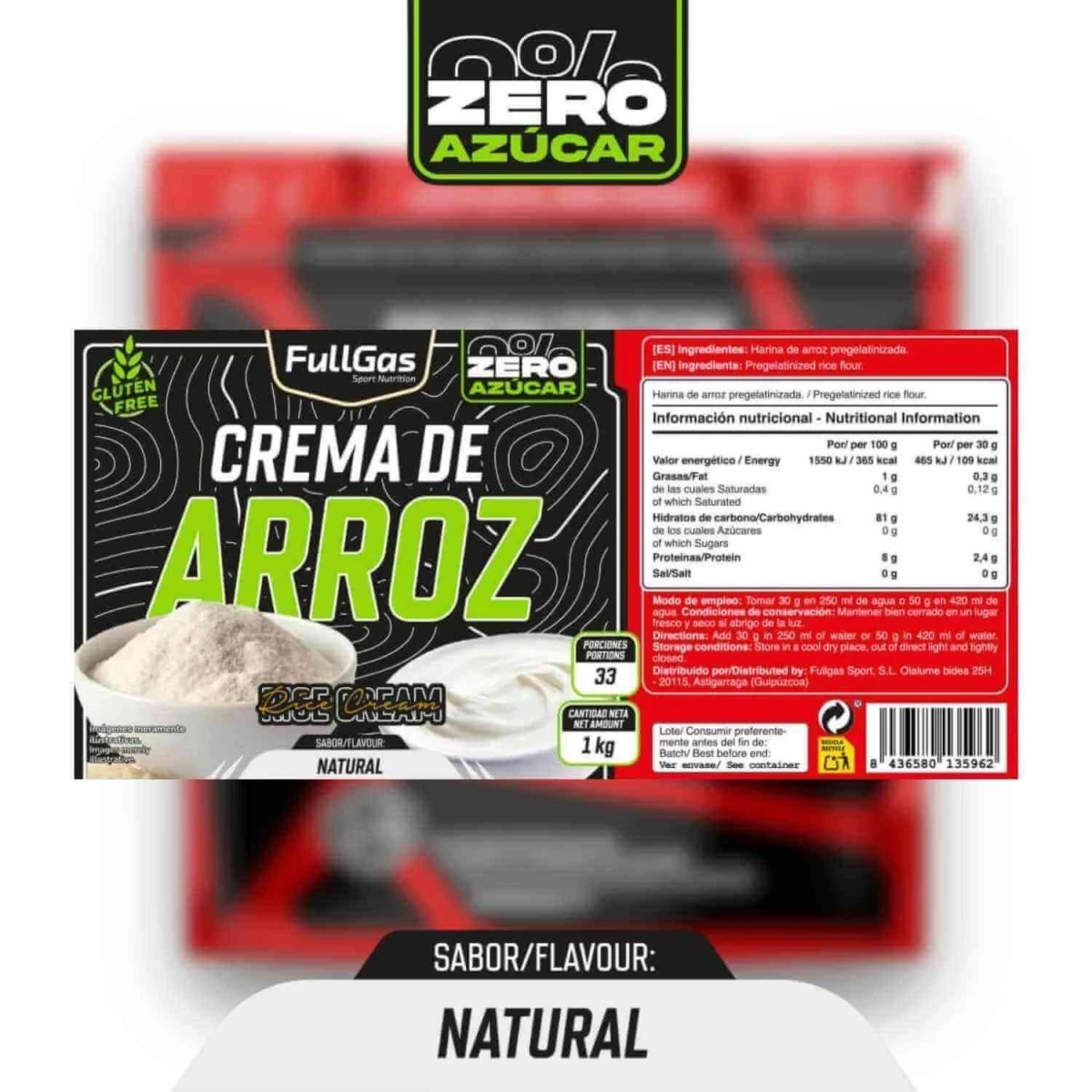 Crème de riz Zero (Prégélatinisée) - Naturel - 1kg