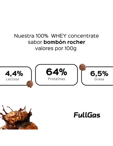 100% De protéines de lactosérum (concentré) - Bombes Rocher - 1.8kg