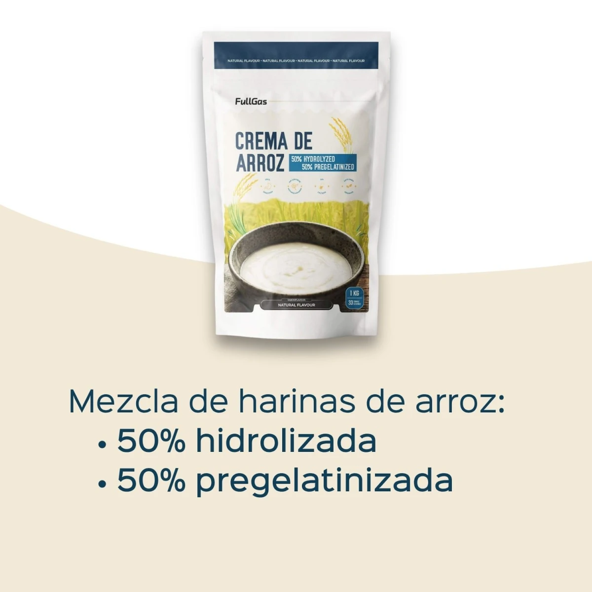Crème de riz (50% Hydrolysée-50% Prégélatinisée) - Naturel - 1kg