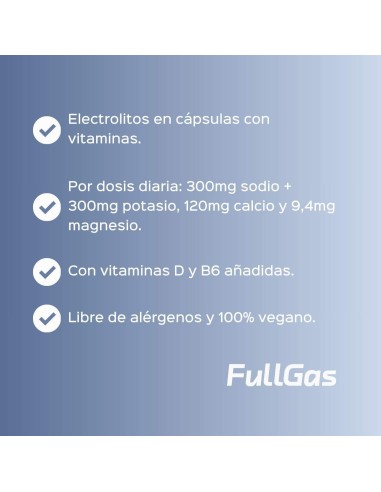 Electrolytes totales - Sels minéraux dans des capsules. Basé sur des minéraux, du gingembre et des vitamines