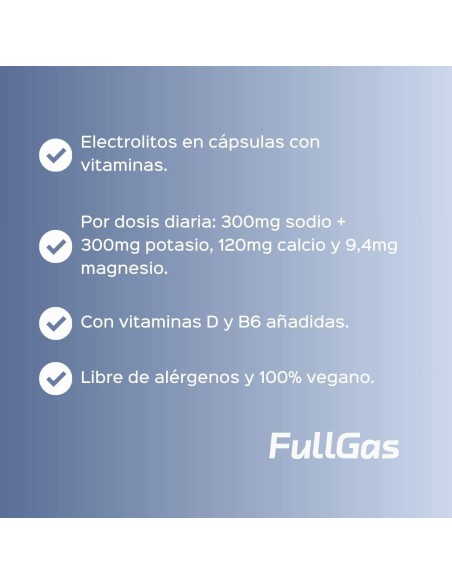 Electrolytes totales - Sels minéraux dans des capsules. Basé sur des minéraux, du gingembre et des vitamines