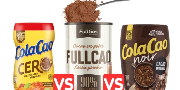 FullCao (FullGas) vs ColaCao Cero vs ColaCao Noir: El mejor cacao sin azúcares añadidos